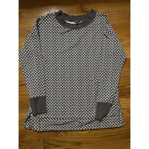 T by Talbots - Size Medium - Gray & White Sweatshirt Tunic - Geometric - SOFT